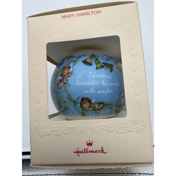 Hallmark Mary Hamilton Glass Christmas Ornament Dated 1981 In Original Box Angel - Picture 1 of 5